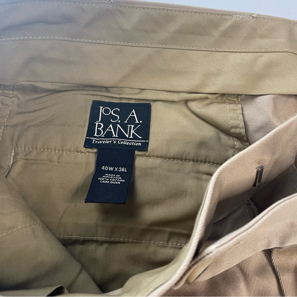 Jos. A. Bank 40X36 Travelers Collection Tan Khaki Dress Pants Cotton PRELOVED - Picture 3 of 11